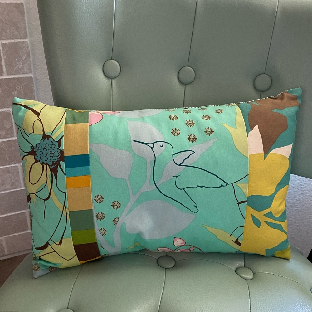 Hummingbird Teal Throw Pillow